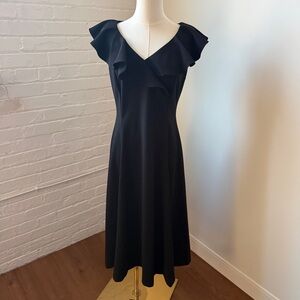 Graceful Black Maxi Dress with Ruffled Capped Sleeves